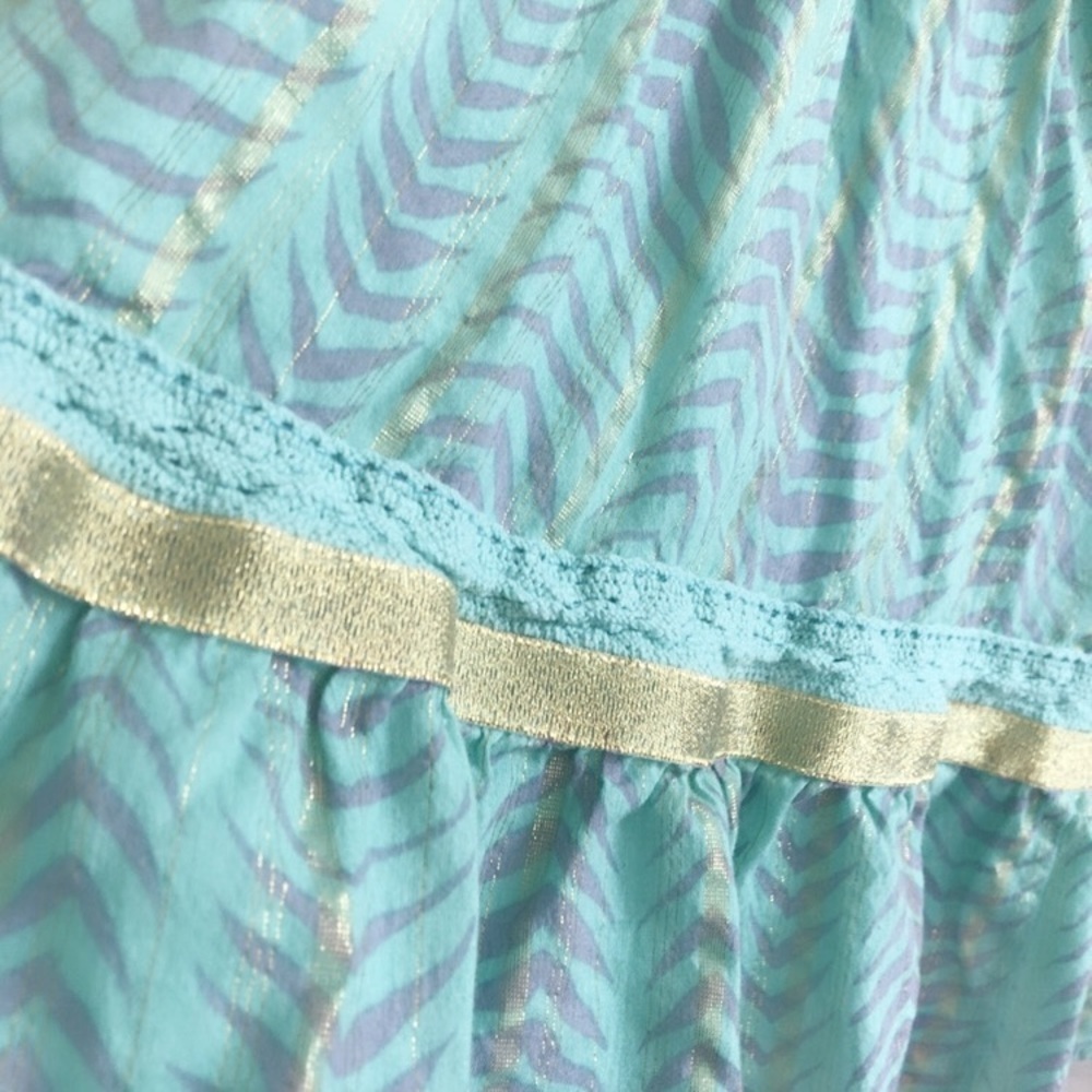 Francesca’s Layla Lurex Mini Dress mint and gold shoulder ties size small - Picture 7 of 10